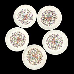Vintage Antique WS George Bolero Fiesta Floral Saucers - Set of 5